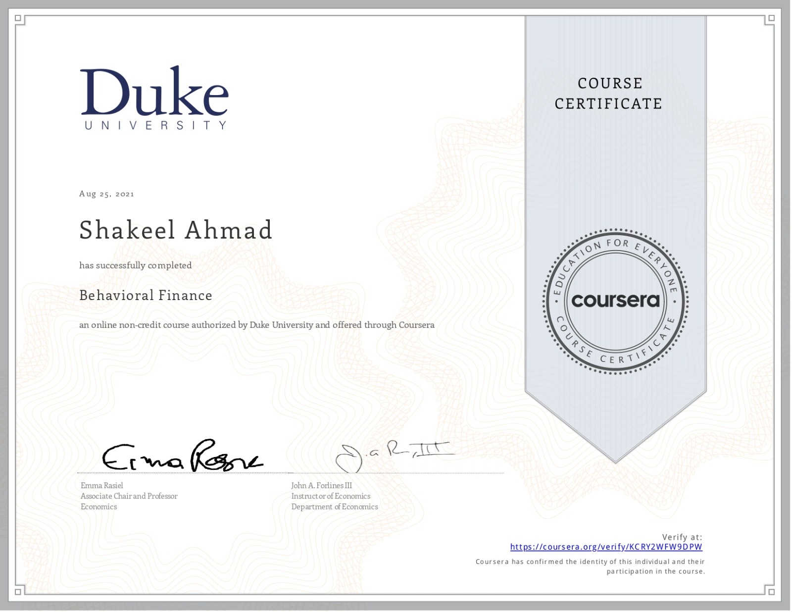 Home Certificate 1
